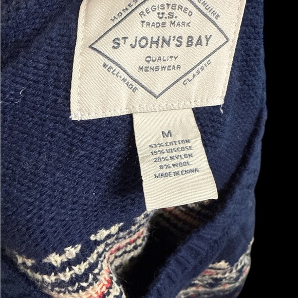 St. John's Bay Crewneck Sweater in Blue and Red with Nordic Design - Picture 6 of 6